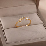 Tiny Initial Letter Rings for Women Stainless Steel A-Z Letters Adjustable Ring Female Christmas Aesthetic Jewelry Bijoux Femme