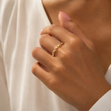 14K Gold Plated Heart Stackable Ring for Women, 925 Sterling Silver CZ Promise Ring, Hypoallergenic Lightweight Minimalist Band for Everyday Wear, Work, Party, Wedding, Date Night & Vacation, Trendy Jewelry Gift for Her Sizes 5/6/7/8/9