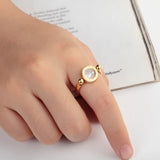 Classic Design Can Be Rotated Enamel and Shell Roman Numeral Beautiful Woman Ring Stainless Steel Brand Ring Jewelry for Women