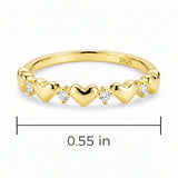 14K Gold Plated Heart Stackable Ring for Women, 925 Sterling Silver CZ Promise Ring, Hypoallergenic Lightweight Minimalist Band for Everyday Wear, Work, Party, Wedding, Date Night & Vacation, Trendy Jewelry Gift for Her Sizes 5/6/7/8/9