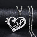 Aesthetic Music Note Heart of Treble Clef Stainless Steel Necklace for Women Men Gold Color Musical Chain Jewelry Collar N1135