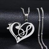 Aesthetic Music Note Heart of Treble Clef Stainless Steel Necklace for Women Men Gold Color Musical Chain Jewelry Collar N1135