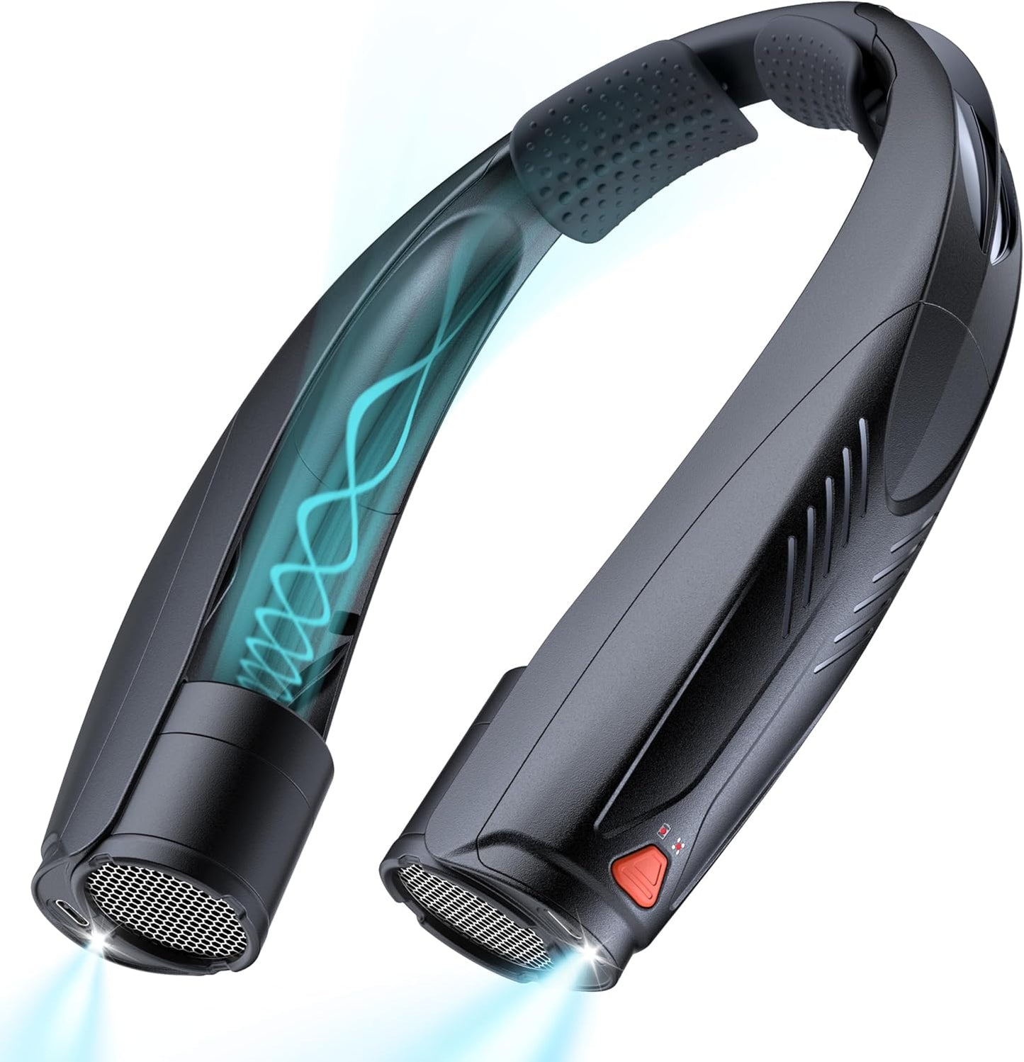 Portable Neck Fan, 6000Mah Rechargeable Personal Fan with 6 Speeds, up to 20 Hours Runtime, 360° Cooling Wearable Fan with LED Light, Hands-Free Fan for Travel Camping Outdoor