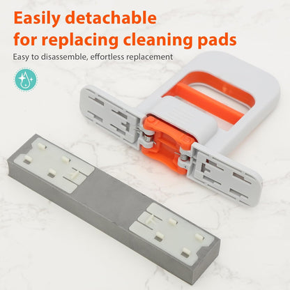 Self Squeezing Mini Mop, Orange Small Sponge Mop, Wet and Dry Use Cleaning System, Foldable Desktop Mop, One-Hand Squeeze Handle and Replaceable Head