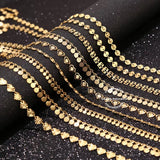 1 Meter Stainles Steel Gold Handmade Drop Heart Sculptured round Disc Chains for Women Necklace Bracelet Anklet Making Supplies