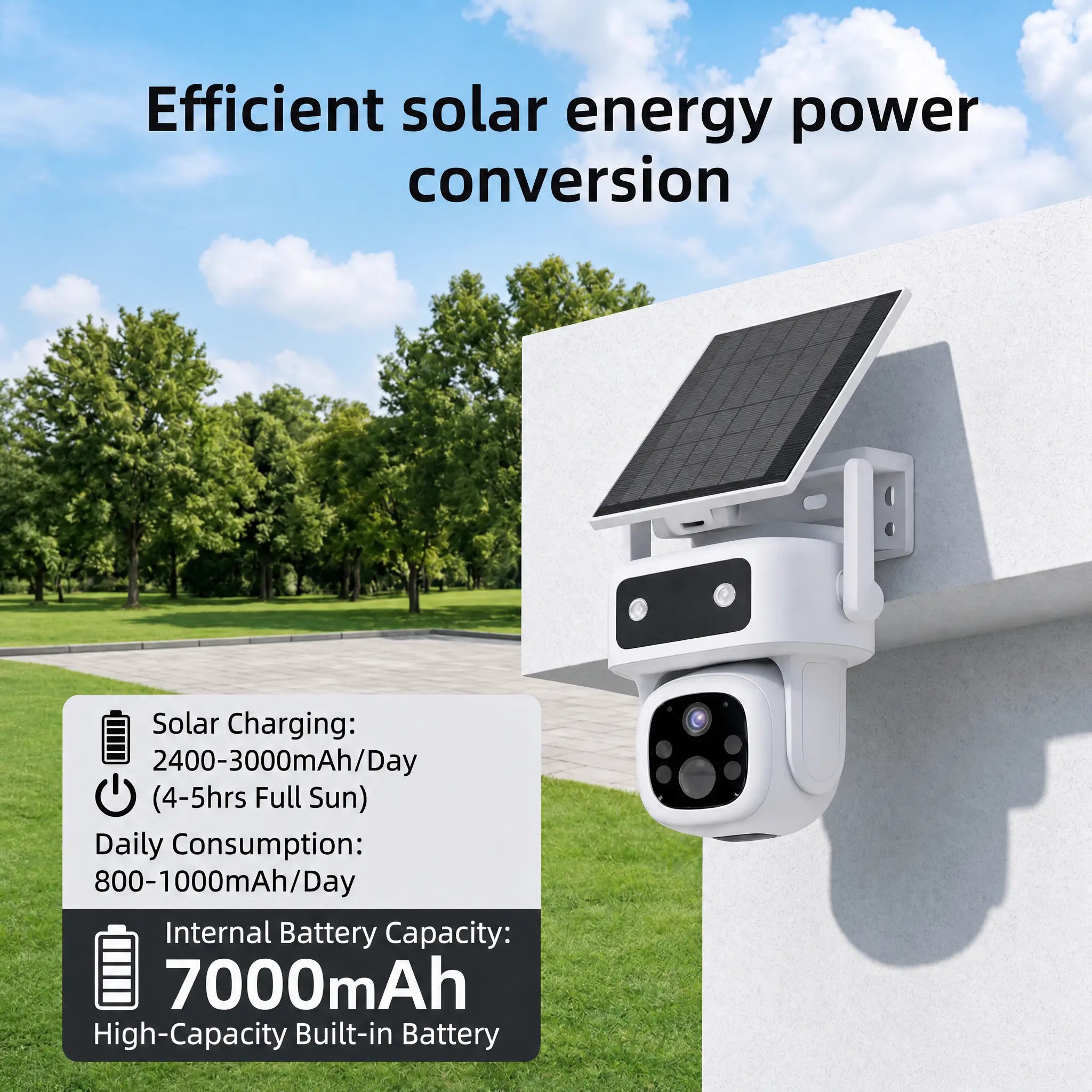 4G LTE Solar Cellular Security Camera Outdoor Wireless, Lifetime Free Data&No Monthly Fee, No Wifi, 360° PTZ, 2K Night Vision, Human Tracking, PIR, 2-Way Audio, 32GB TF Card, IP66 Waterproof