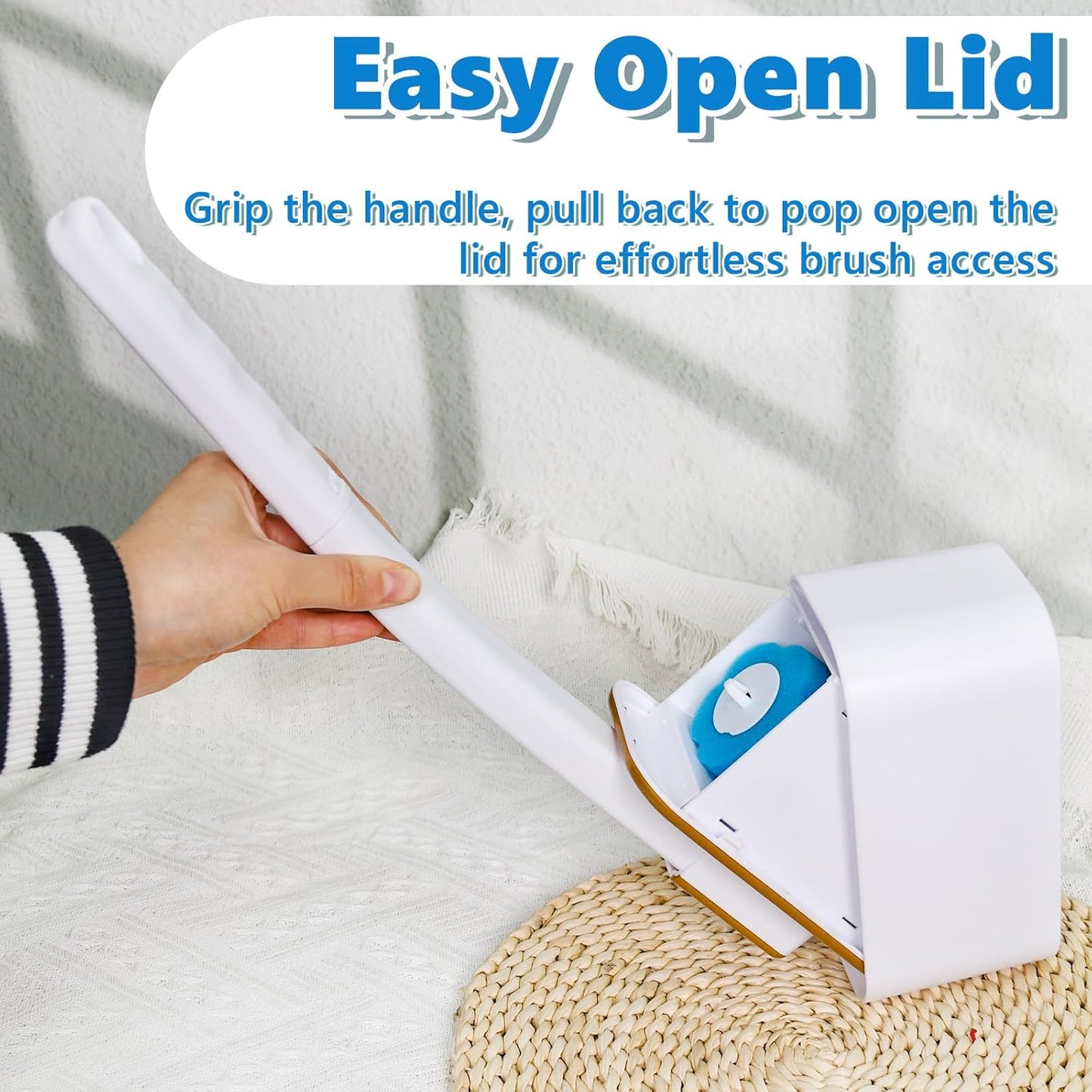 Disposable Toilet Brush with 48 Cleaner Refills, Toilet Brush Disposable with Wall Mounted Holder and Extended Handle for Showers and Bathroom Cleaning