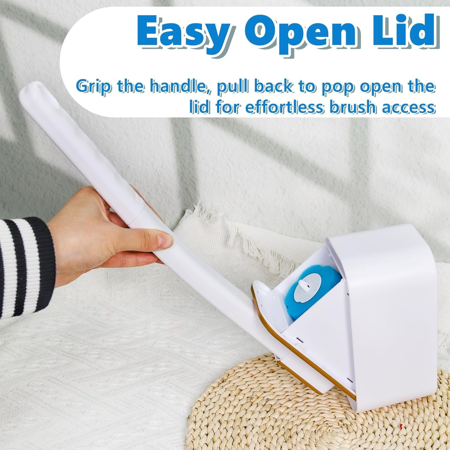 Disposable Toilet Brush with 48 Cleaner Refills, Toilet Brush Disposable with Wall Mounted Holder and Extended Handle for Showers and Bathroom Cleaning