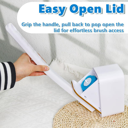 Disposable Toilet Brush with 48 Cleaner Refills, Toilet Brush Disposable with Wall Mounted Holder and Extended Handle for Showers and Bathroom Cleaning