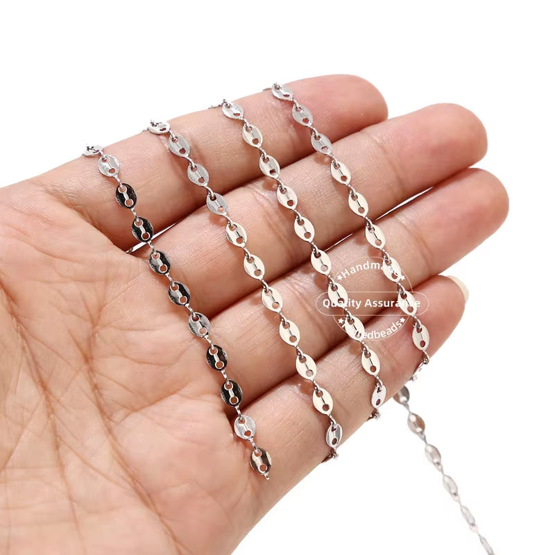 1 Meter Stainles Steel Gold Handmade Drop Heart Sculptured round Disc Chains for Women Necklace Bracelet Anklet Making Supplies
