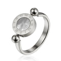 Classic Design Can Be Rotated Enamel and Shell Roman Numeral Beautiful Woman Ring Stainless Steel Brand Ring Jewelry for Women