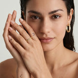 14K Gold Plated Heart Stackable Ring for Women, 925 Sterling Silver CZ Promise Ring, Hypoallergenic Lightweight Minimalist Band for Everyday Wear, Work, Party, Wedding, Date Night & Vacation, Trendy Jewelry Gift for Her Sizes 5/6/7/8/9