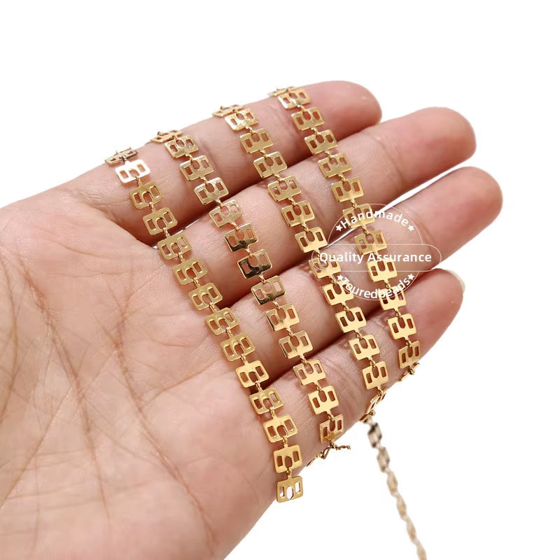 1 Meter Stainles Steel Gold Handmade Drop Heart Sculptured round Disc Chains for Women Necklace Bracelet Anklet Making Supplies