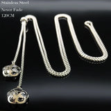 Stainless Steel Long Necklaces Gold Color round Flower Women Long Necklace Jewelry Sautoir Femme Long Acier Inoxydable