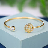 Tree of Life Bangle Bracelet with Crystal Accent