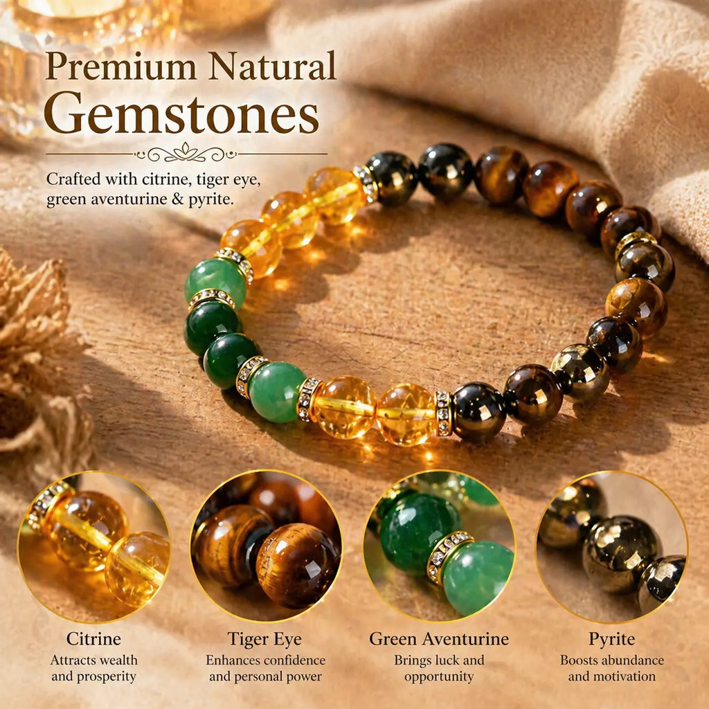 Money Bracelet with Black Onyx and Tiger'S Eye - Luck Bracelet - Attract Wealth, Abundance and Prosperity