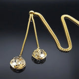 Stainless Steel Long Necklaces Gold Color round Flower Women Long Necklace Jewelry Sautoir Femme Long Acier Inoxydable