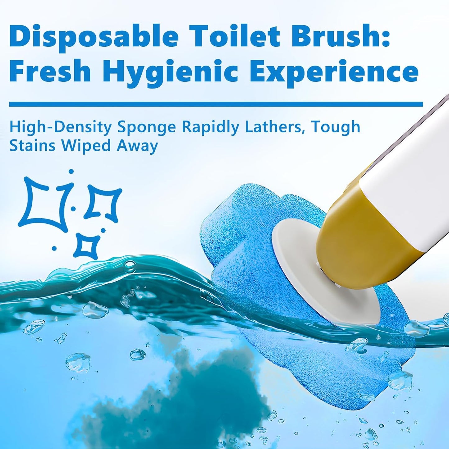 Disposable Toilet Brush with 48 Cleaner Refills, Toilet Brush Disposable with Wall Mounted Holder and Extended Handle for Showers and Bathroom Cleaning
