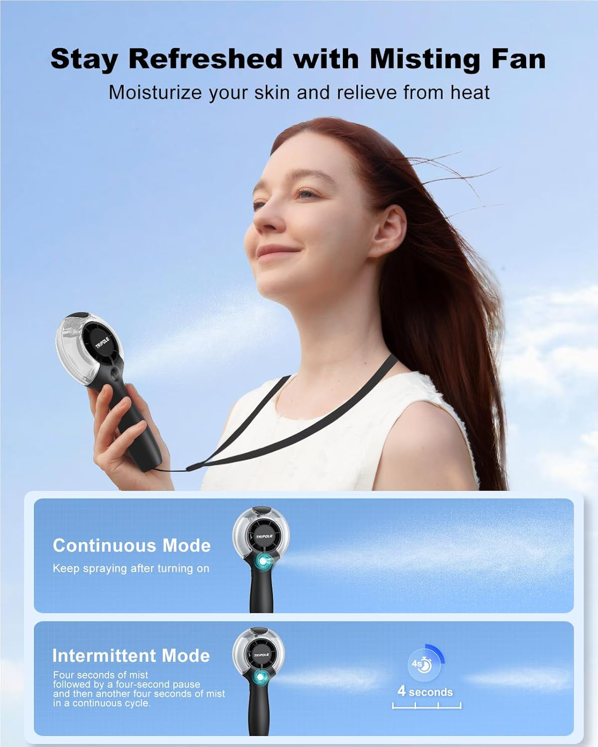 Misting Fan Portable Handheld Fan with Mist, 4000Mah Rechargeable Personal Mister Fans with 40Ml Water Tank, High-Speed Airflow Mini Water Spray Fans for Outdoor Trip Travel Park Beach Camping
