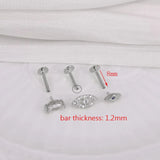 925 Sterling Silver 1PC Flat End Piercing Jewelry for Women Zircon Evil Eye Lightning Sphere Stud Earrings Labret Lip Ring