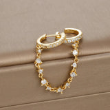 Europe and America CZ Crystal Chain Drop Earrings Stainless Steel Pendant Ear Buckle Fashion Jewelry for Women Birthday Gifts