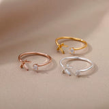 Tiny Initial Letter Rings for Women Stainless Steel A-Z Letters Adjustable Ring Female Christmas Aesthetic Jewelry Bijoux Femme